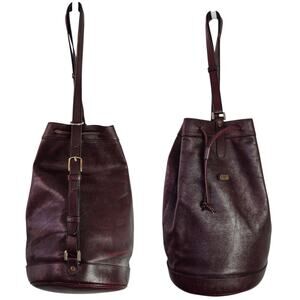 GOLD PFEIL Brown Leather Bucket Bag Purse Adjustable Strap